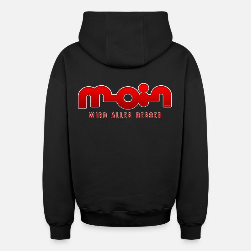 Moin, tout s’améliore - Sweat à capuche unisexe zippé oversize épais SPREAD - noir