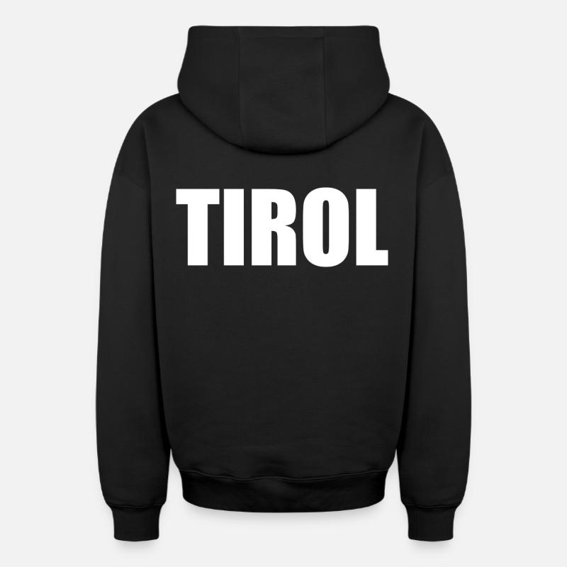 Logo TIROL blanc - Sweat à capuche unisexe zippé oversize épais SPREAD - noir