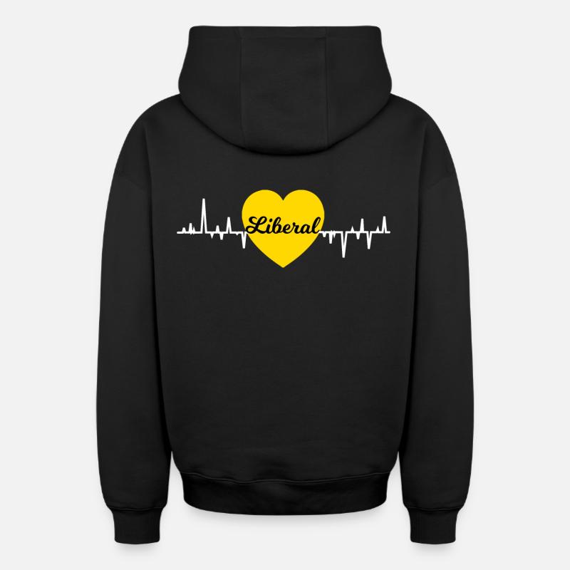 Le coeur libéral - Sweat à capuche unisexe zippé oversize épais SPREAD - noir