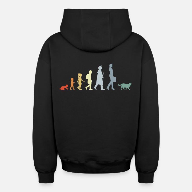 Evolution eines Katzenliebhabers - Oversized Heavyweight Unisex Zip Hoodie - Schwarz