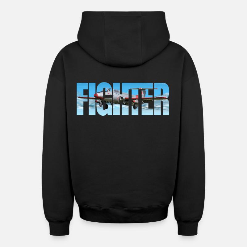 Chasseur L-29 Delfin - Sweat à capuche unisexe zippé oversize épais SPREAD - noir