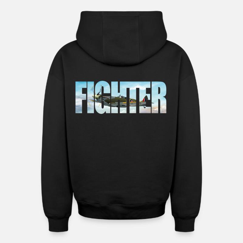 Chasseur Spitfire - Sweat à capuche unisexe zippé oversize épais SPREAD - noir
