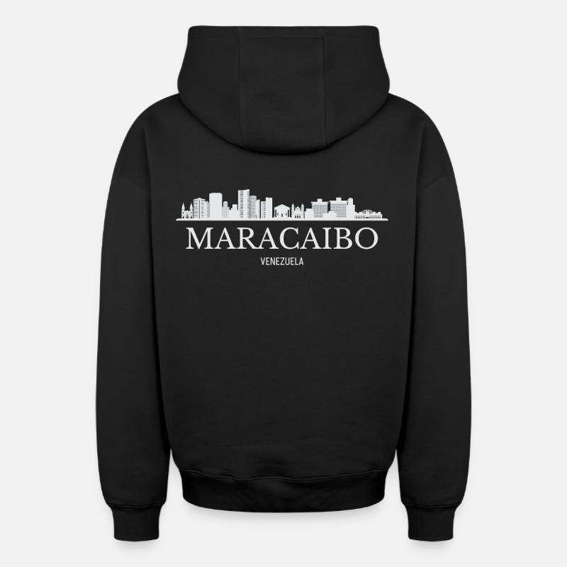 Maracaibo Skyline, Maracaibo Venezuela - Sweat à capuche unisexe zippé oversize épais SPREAD - noir