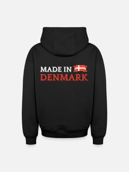 Made in Denmark, Danish pride - Oversized Heavyweight Unisex Zip Hoodie - black