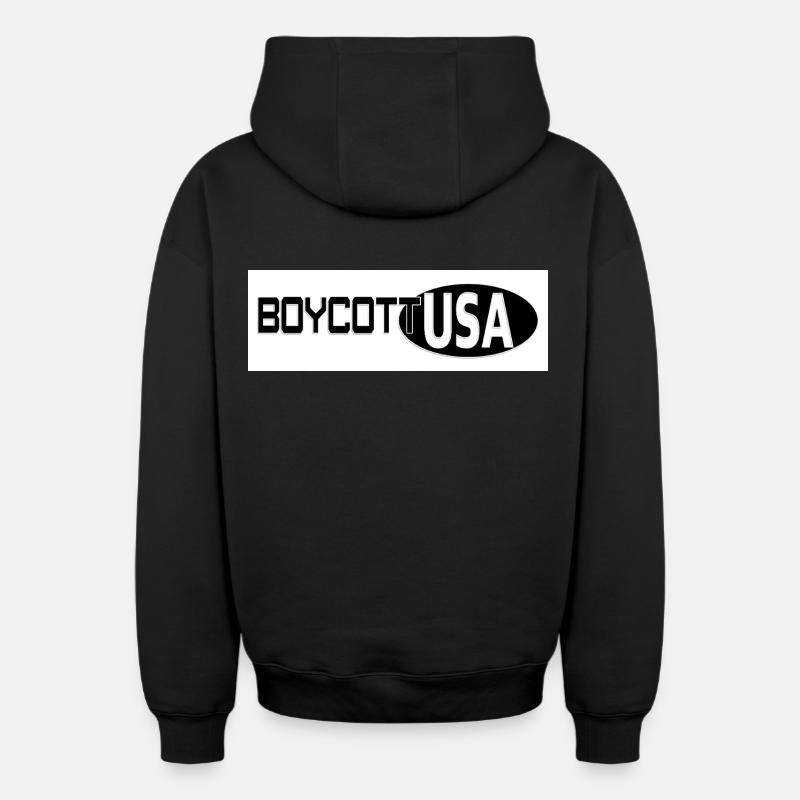 Boycott USA - Sweat à capuche unisexe zippé oversize épais SPREAD - noir