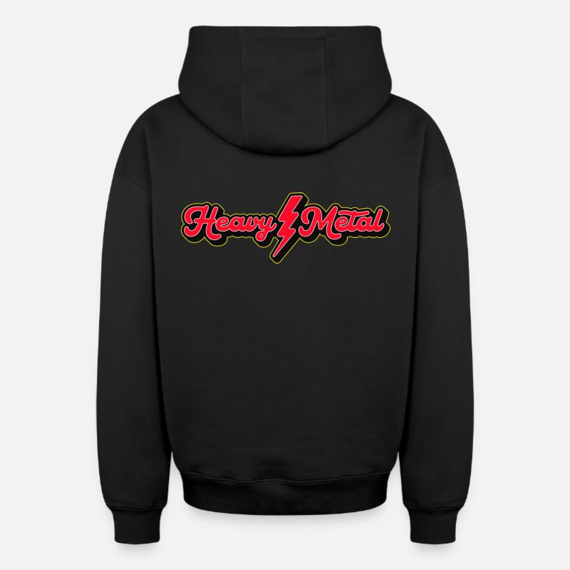 Heavy Metal Lightning Bolt Script-Logo - Oversized Heavyweight Unisex Zip Hoodie - Schwarz