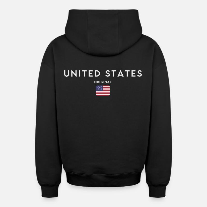 Drapeau des États-Unis - Sweat à capuche unisexe zippé oversize épais SPREAD - noir