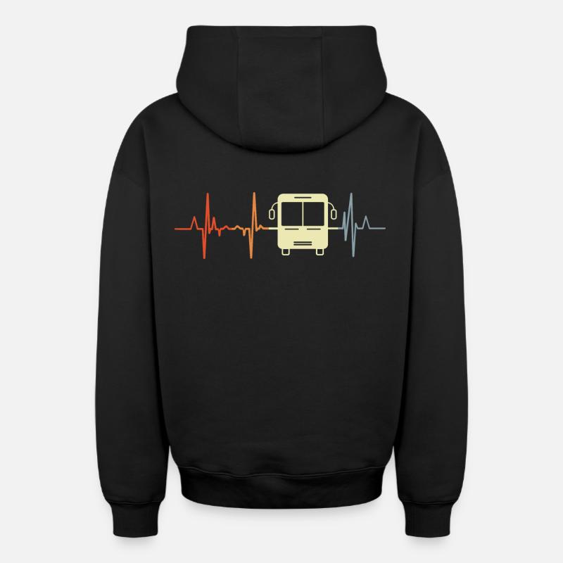 Bus Herzfrequenz - Oversized Heavyweight Unisex Zip Hoodie - Schwarz