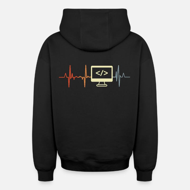 J’adore programmer - Sweat à capuche unisexe zippé oversize épais SPREAD - noir