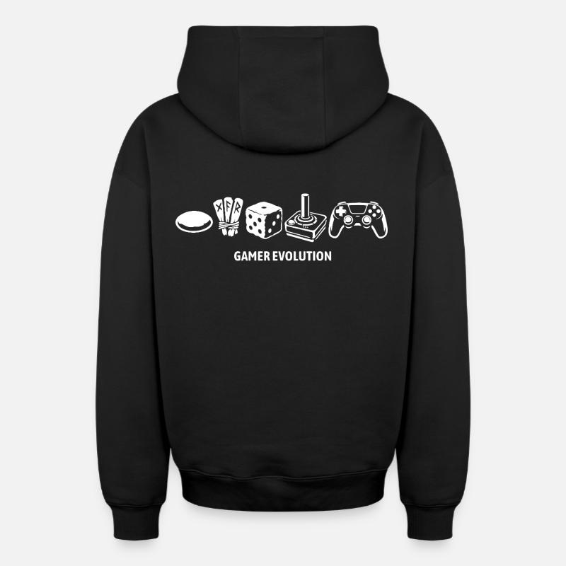 Controller Evolution | Gamer - Oversized Heavyweight Unisex Zip Hoodie - Schwarz