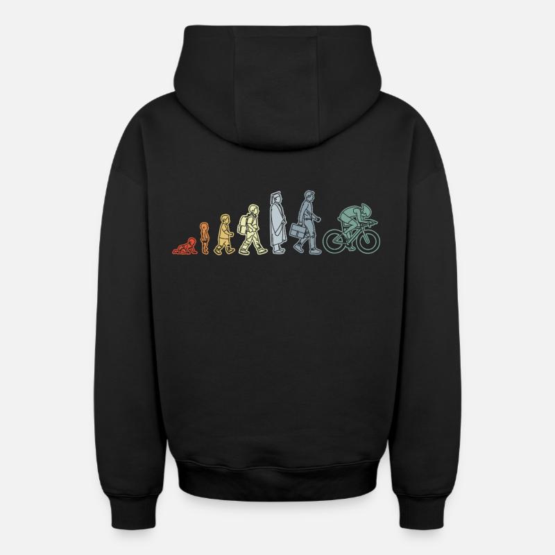Radfahrer Evolution - Oversized Heavyweight Unisex Zip Hoodie - Schwarz