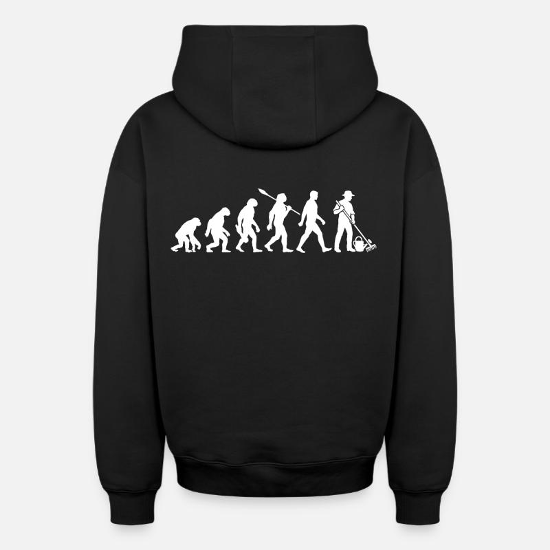 Evolution - Gärtner - Garten - Gartenarbeit - Oversized Heavyweight Unisex Zip Hoodie - Schwarz