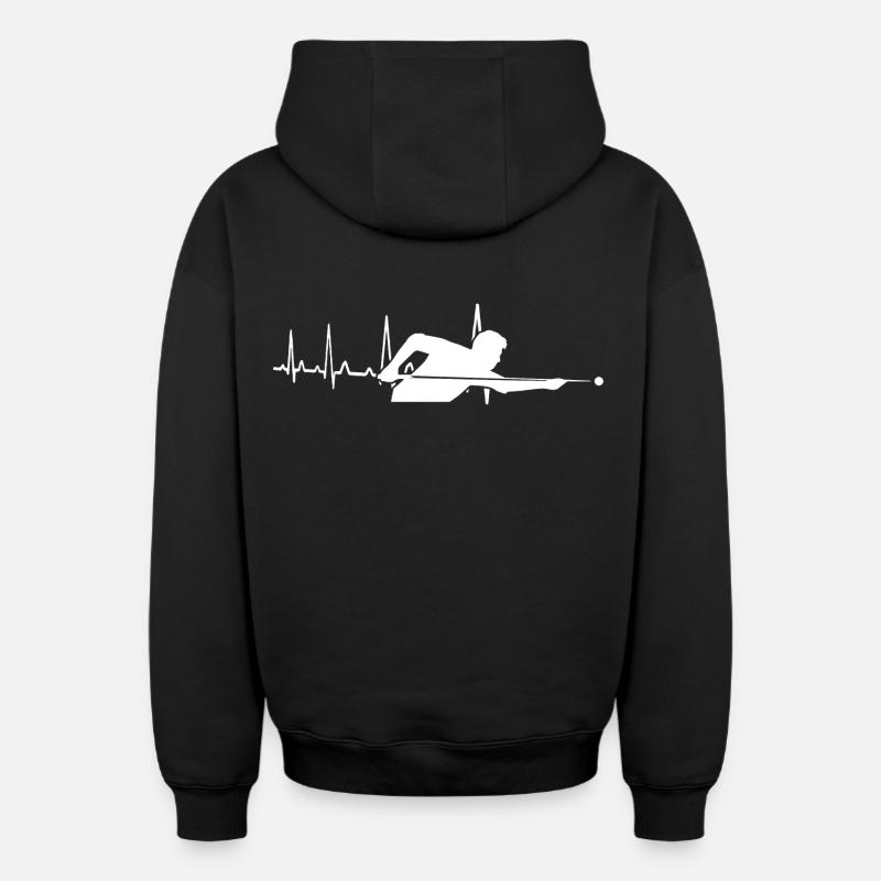Heartbeat Billard - Sweat à capuche unisexe zippé oversize épais SPREAD - noir