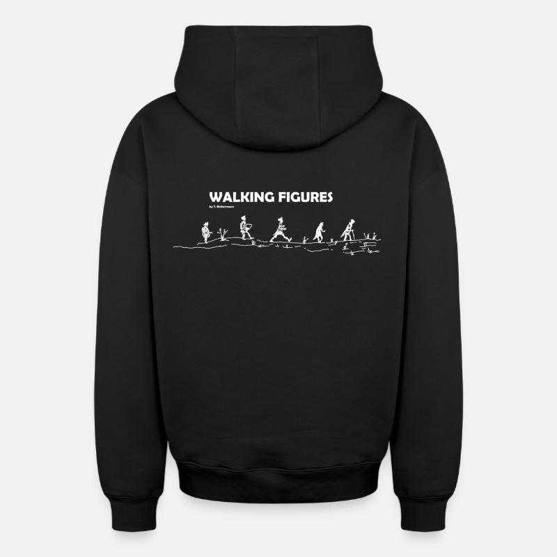 Figures de marche blanc - Sweat à capuche unisexe zippé oversize épais SPREAD - noir