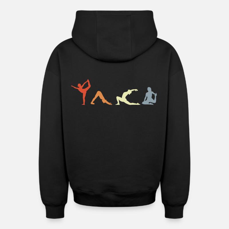Yogini Postures - Sweat à capuche unisexe zippé oversize épais SPREAD - noir