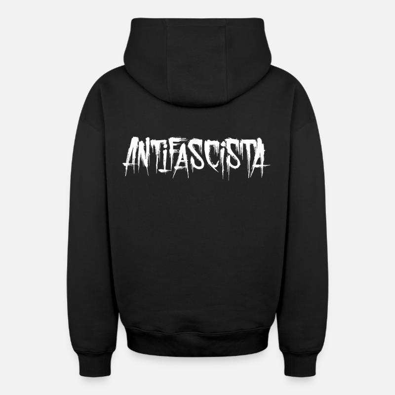Lettrage antifasciste Graffiti Antifascisme - Sweat à capuche unisexe zippé oversize épais SPREAD - noir