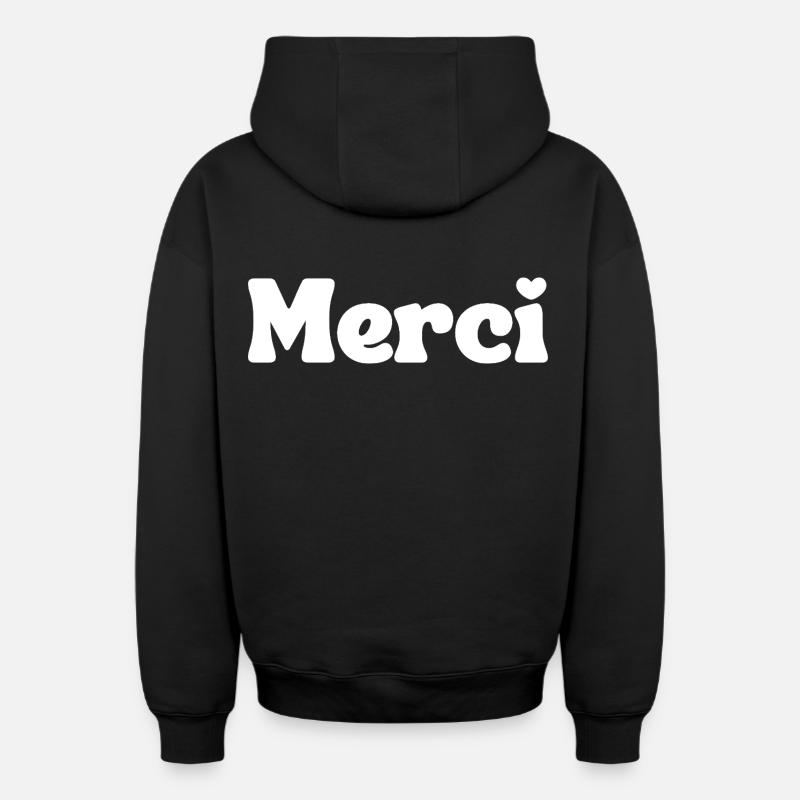 Merci - Sweat à capuche unisexe zippé oversize épais SPREAD - noir