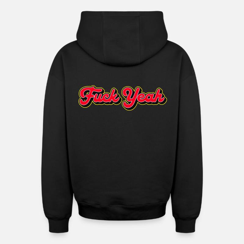 Fuck Yeah 3D Red Script - Sweat à capuche unisexe zippé oversize épais SPREAD - noir