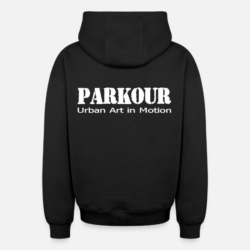 Parkour - Sweat à capuche unisexe zippé oversize épais SPREAD - noir