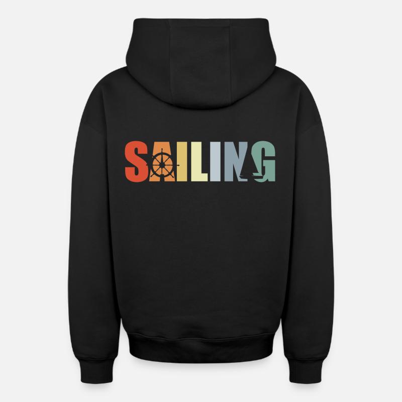 Voilier - Sweat à capuche unisexe zippé oversize épais SPREAD - noir