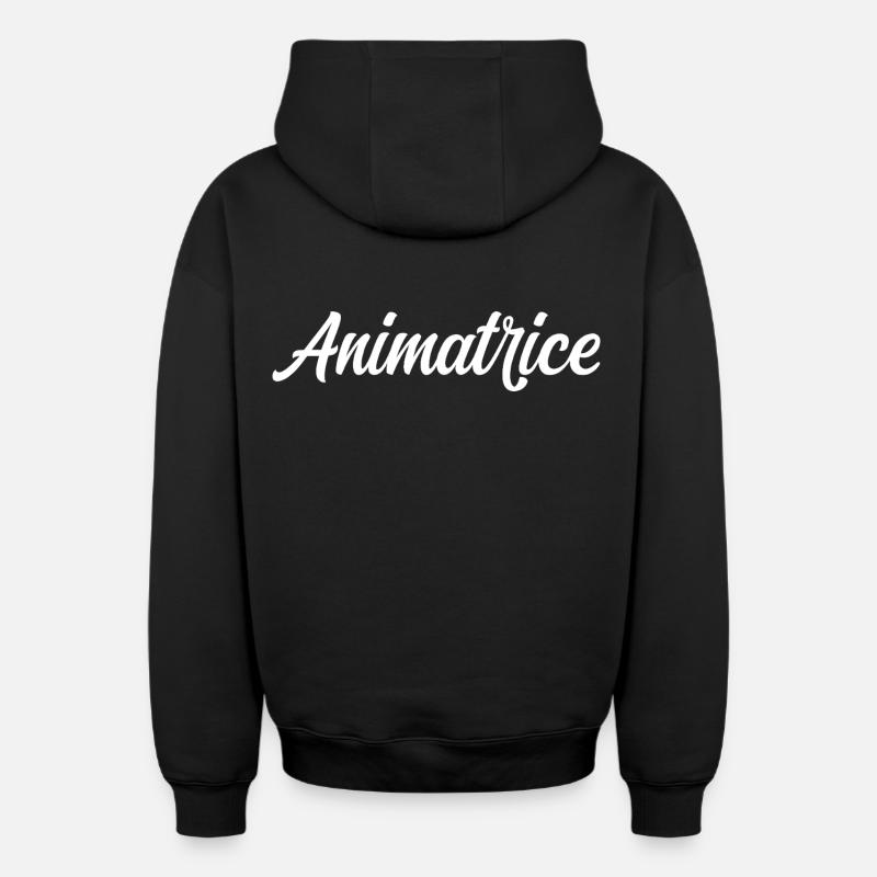 Animatrice - Sweat à capuche unisexe zippé oversize épais SPREAD - noir