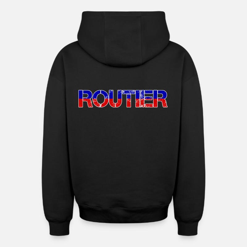 Routier Bleu Blanc Rouge - Sweat à capuche unisexe zippé oversize épais SPREAD - noir