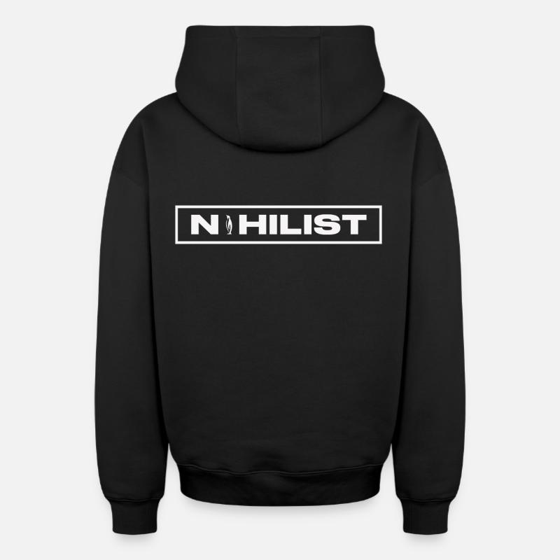 NIHILIST_PENGUIN_LIGHT - Sweat à capuche unisexe zippé oversize épais SPREAD - noir