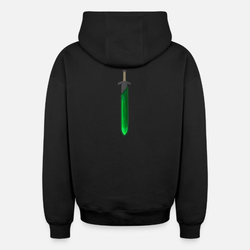 Épée runique verte - Sweat à capuche unisexe zippé oversize épais SPREAD - noir