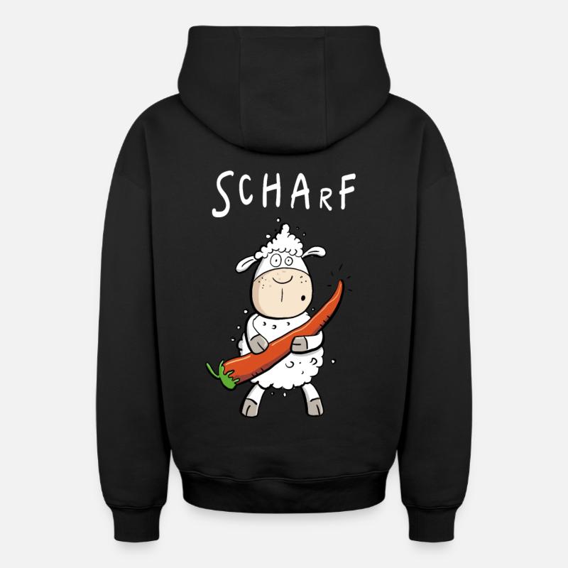 Pepperoni Sheep I Sharp comic pun - Oversized Heavyweight Unisex Zip Hoodie - black