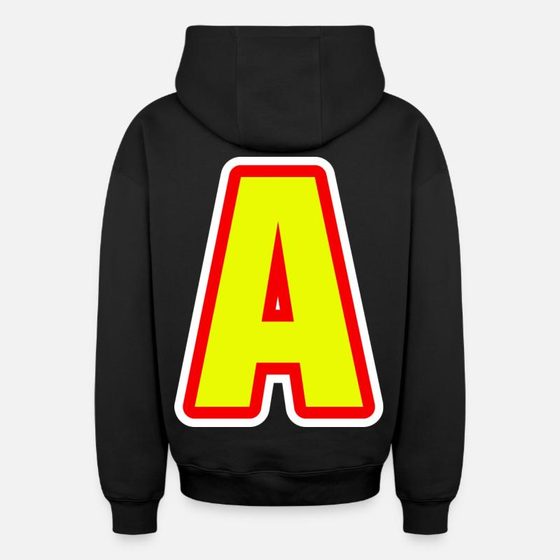 Alphabet, lettre A - Sweat à capuche unisexe zippé oversize épais SPREAD - noir