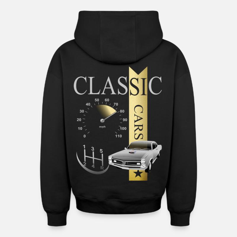 Voitures automobiles classiques - Sweat à capuche unisexe zippé oversize épais SPREAD - noir