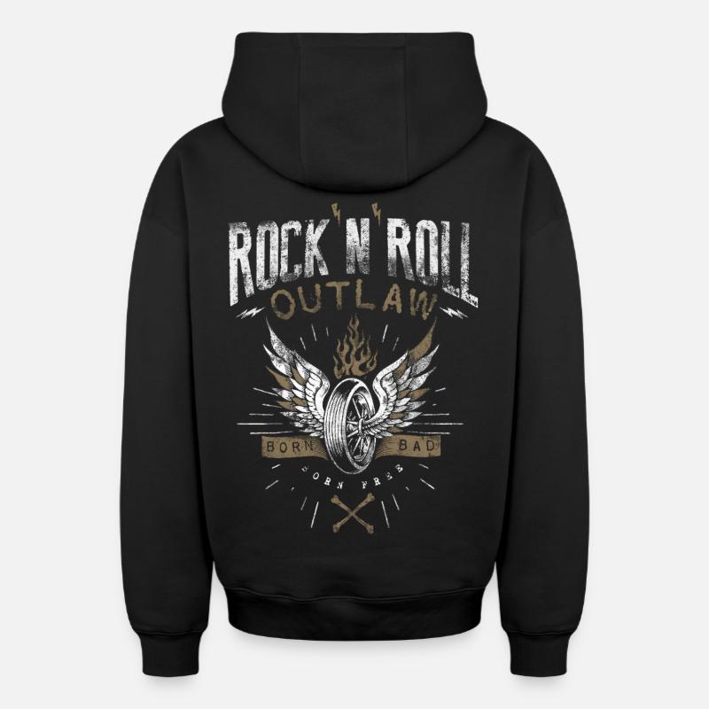 Hors-la-loi du rock & roll - Sweat à capuche unisexe zippé oversize épais SPREAD - noir