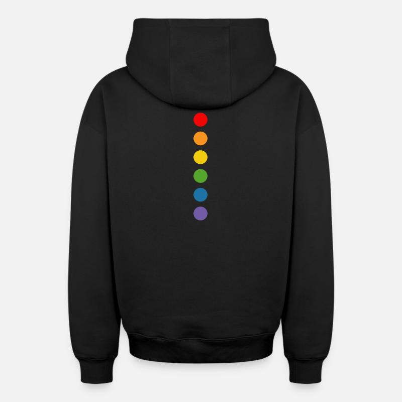 Regenbogen rounds - Oversized Heavyweight Unisex Zip Hoodie - Schwarz