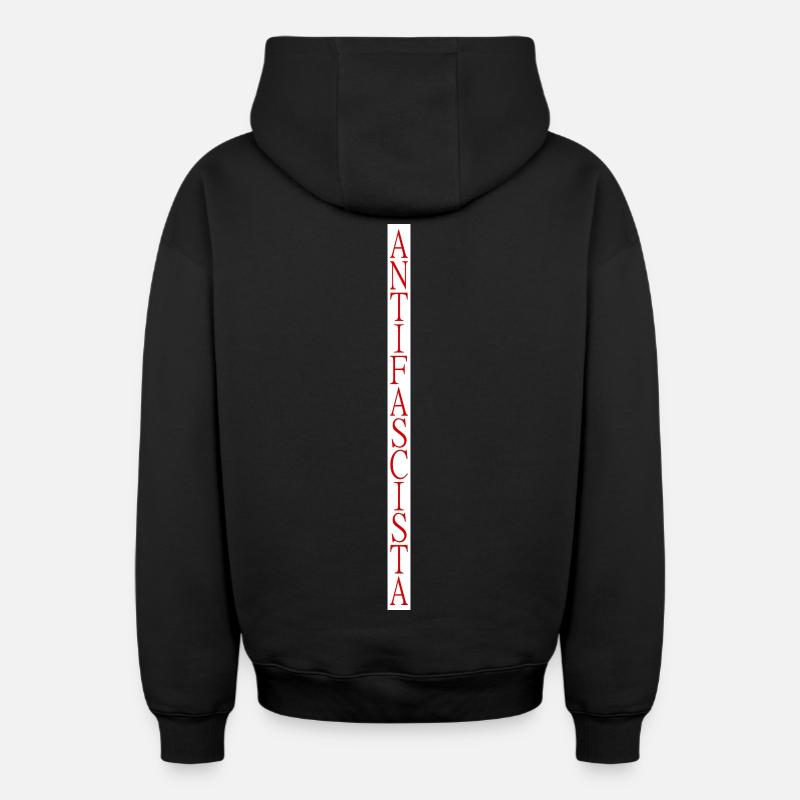 lettrage antifasciste vertical élégant - Sweat à capuche unisexe zippé oversize épais SPREAD - noir