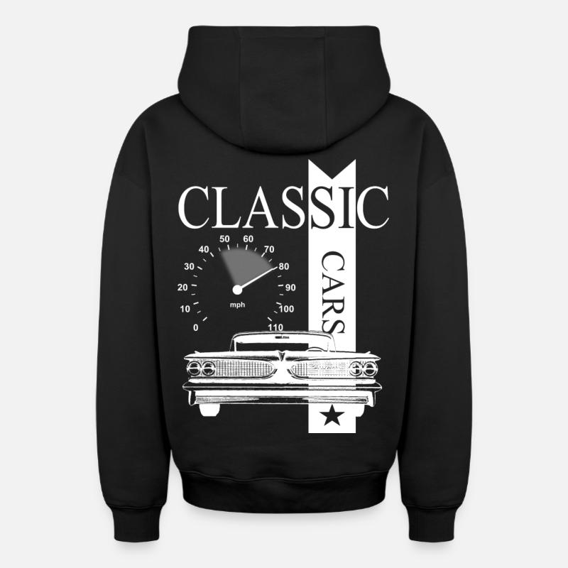 Voitures classiques automobiles - Sweat à capuche unisexe zippé oversize épais SPREAD - noir