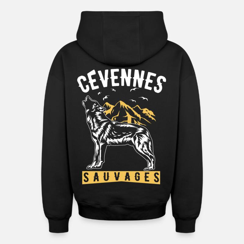 Cévennes Sauvages - Sweat à capuche unisexe zippé oversize épais SPREAD - noir
