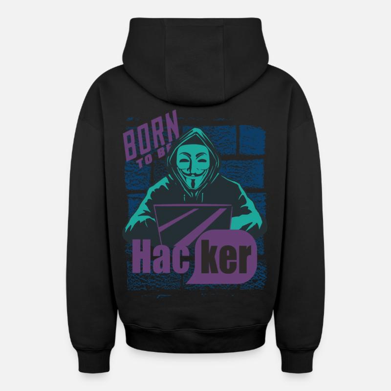Hacker - Sweat à capuche unisexe zippé oversize épais SPREAD - noir