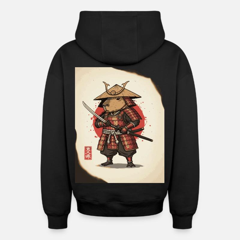 Samouraï rat anthropomorphe en armure - Sweat à capuche unisexe zippé oversize épais SPREAD - noir