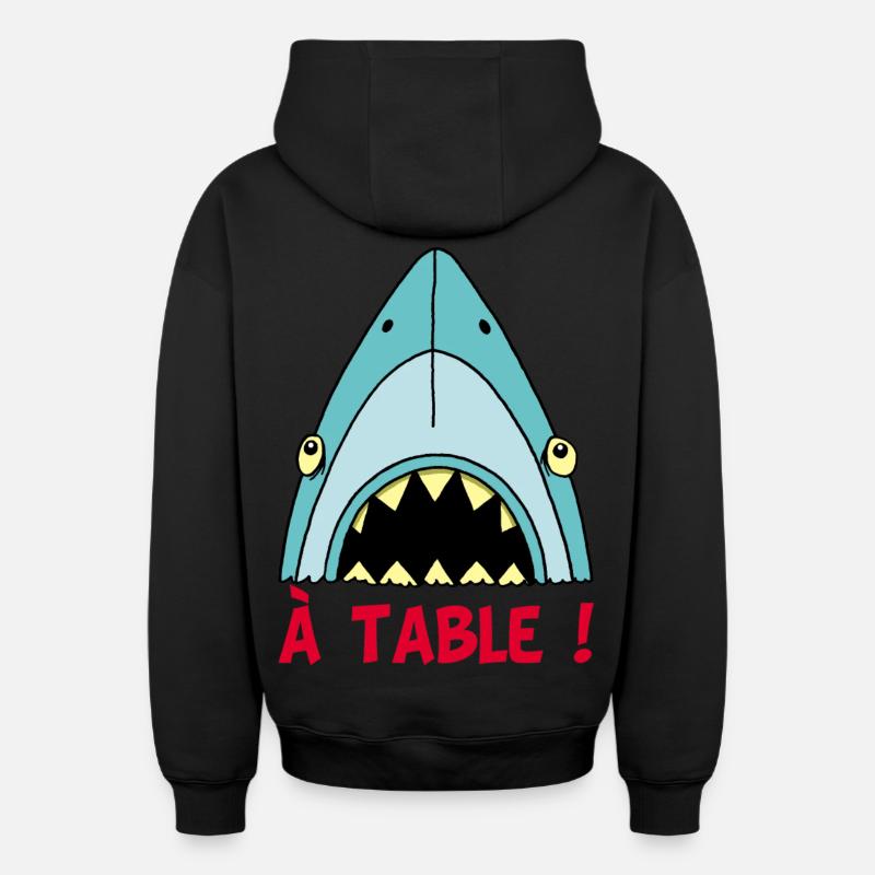 Requin qui a faim ! - Sweat à capuche unisexe zippé oversize épais SPREAD - noir