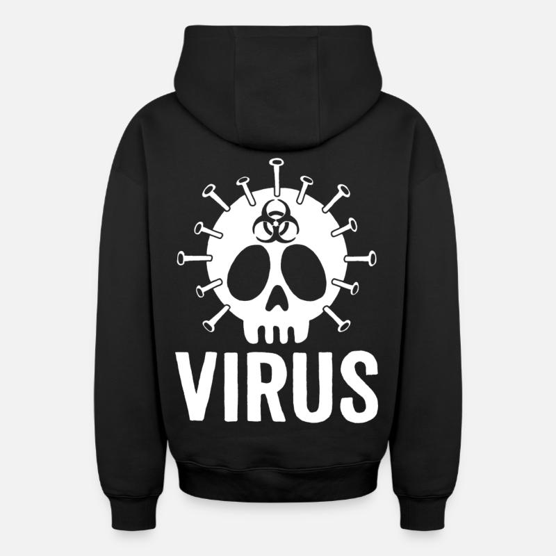 Crâne de virus - Sweat à capuche unisexe zippé oversize épais SPREAD - noir