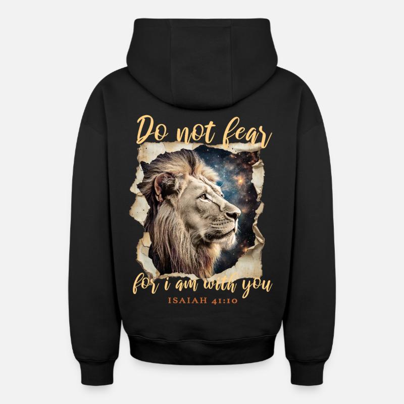 Löwe Bibelvers - Oversized Heavyweight Unisex Zip Hoodie - Schwarz