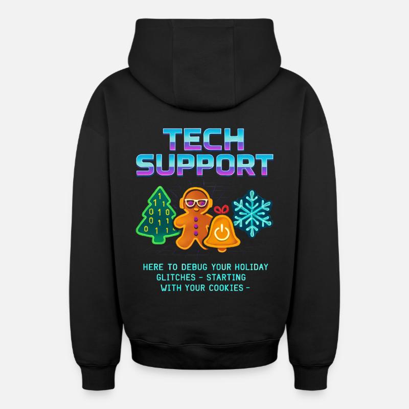 Lustiger Technischer Support Debug Weihnachten - Oversized Heavyweight Unisex Zip Hoodie - Schwarz