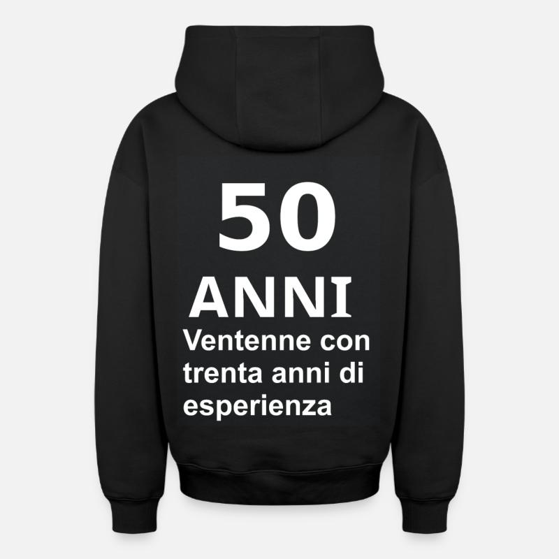 50 ans - Sweat à capuche unisexe zippé oversize épais SPREAD - noir