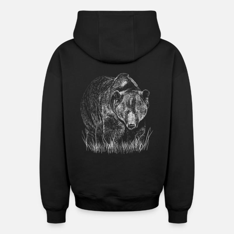 Bear - Sweat à capuche unisexe zippé oversize épais SPREAD - noir
