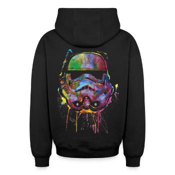 Star Wars Sturmtruppen Helm Painted Artsy Style - Oversized Heavyweight Unisex Zip Hoodie - Schwarz - Hinten - AI Model Male 185 dark (185cm)