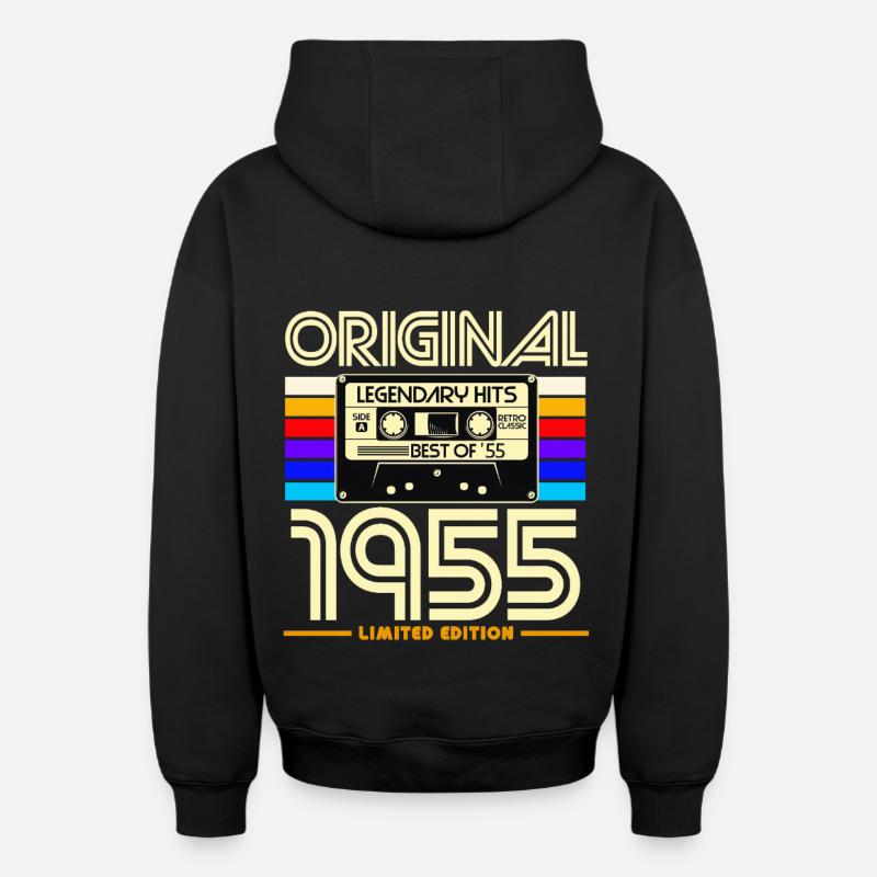 Original 1955 Hits Rétro - Sweat à capuche unisexe zippé oversize épais SPREAD - noir