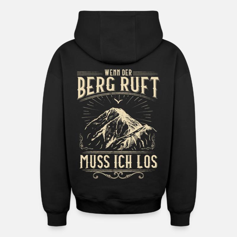 Alpinistes / Sommet / Alpes - Sweat à capuche unisexe zippé oversize épais SPREAD - noir