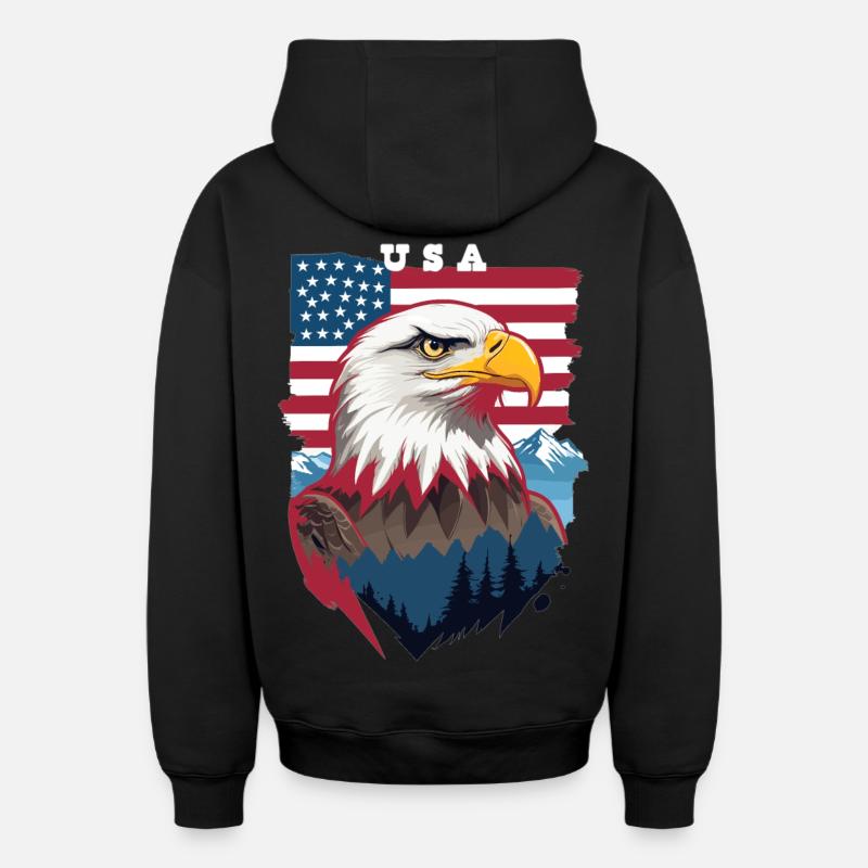 Bald eagle - Oversized Heavyweight Unisex Zip Hoodie - black