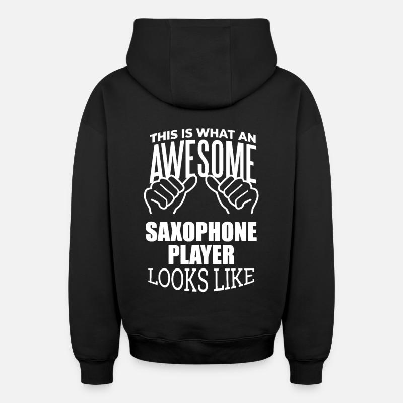 saxophone - Sweat à capuche unisexe zippé oversize épais SPREAD - noir