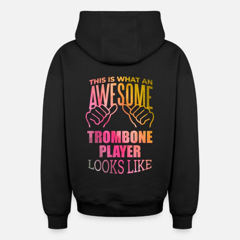 trombone - Sweat à capuche unisexe zippé oversize épais SPREAD - noir